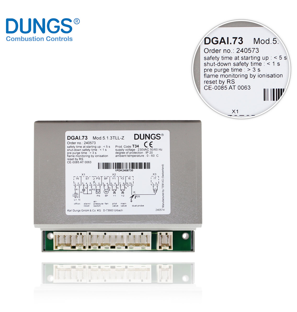 DGAI 73 MOD:5.1.3 TLL-Z 230V IP20 CONTROLADOR DE LLAMA DUNGS 240573