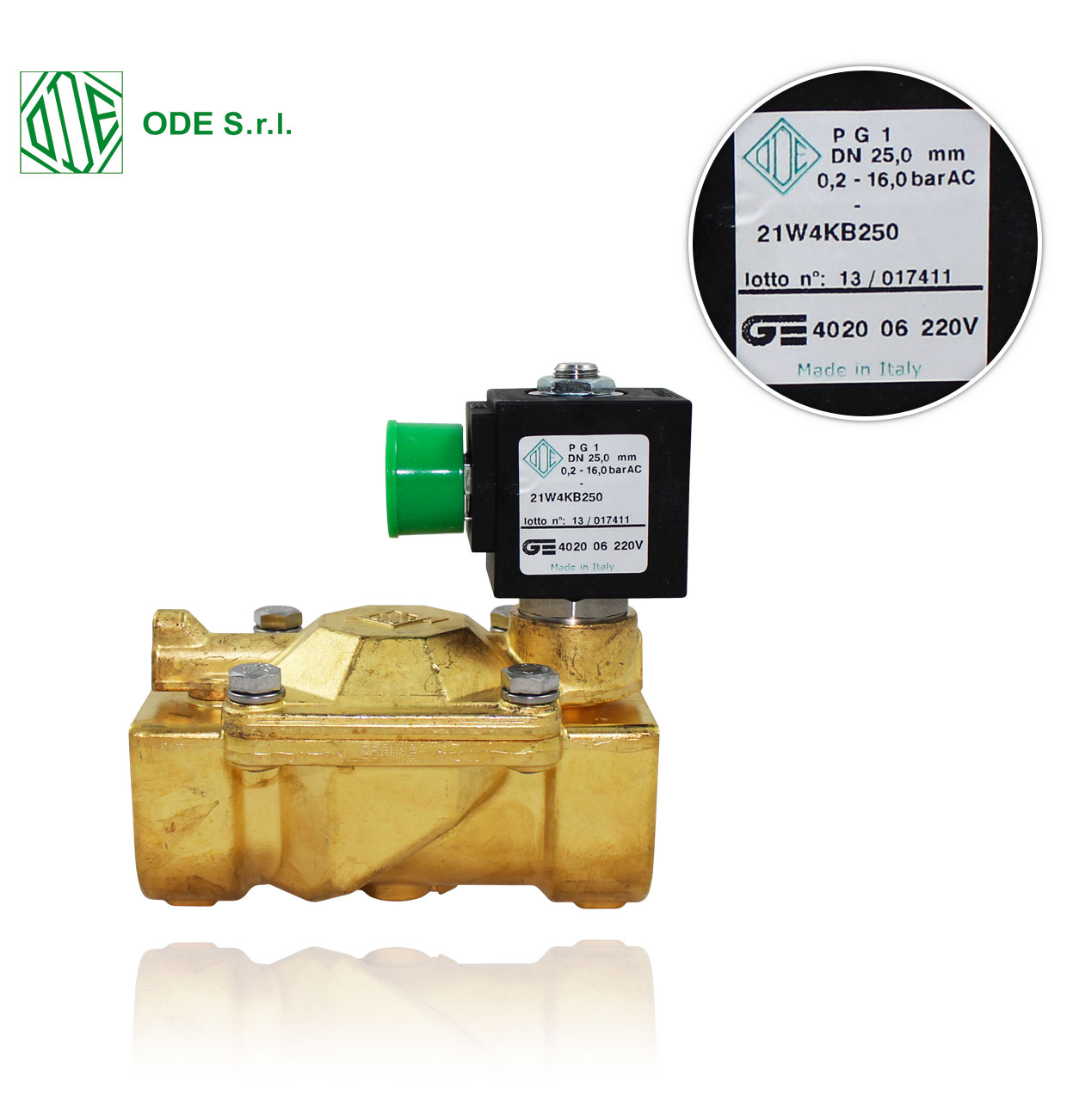 NC R1" 8W 220V/50Hz ODE A indirect acting 2-way SOLENOID VALVE for water