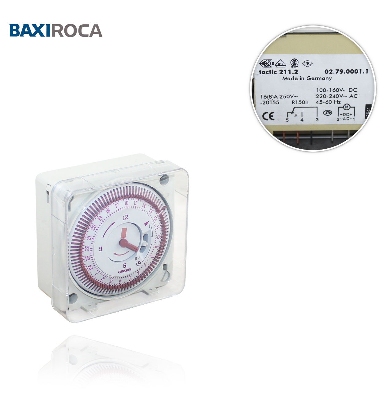 RECESSED DAILY TIME SWITCH GRASSLIN FOR AR ROCA