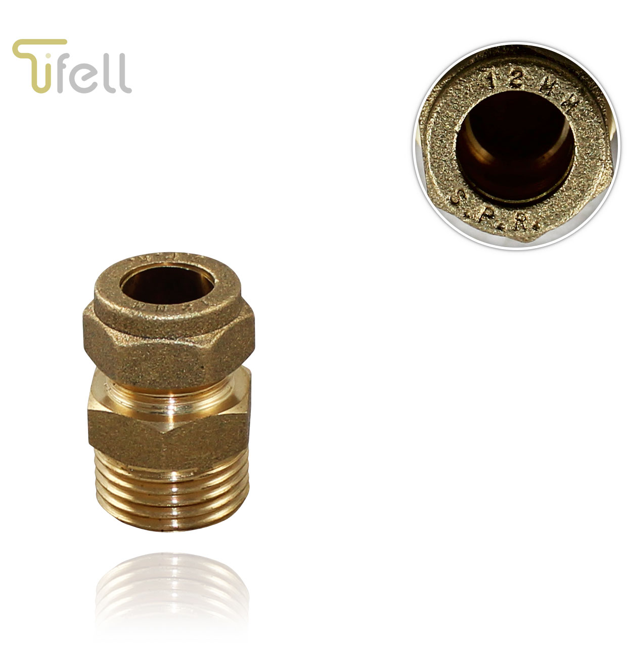 RACOR RECTO 1/2M-12 COMPRESION TIFELL SECUFELL