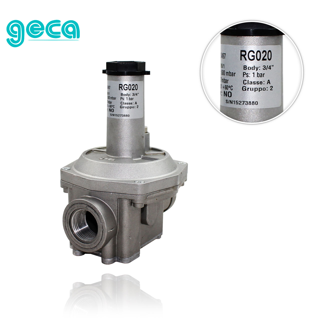 3/4"   PRESSURE REGULATOR WITHOUT A FILTER P.max. 500mbar.